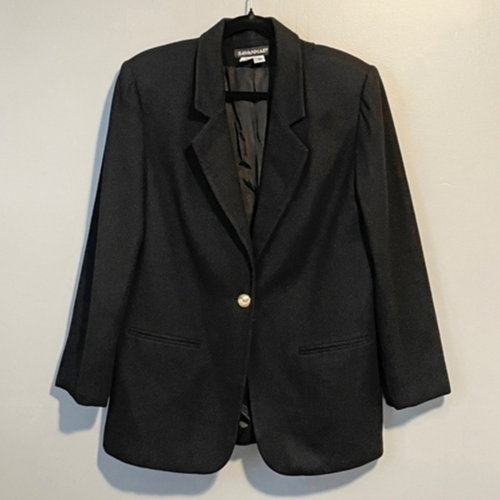 2/$40 EUC Vintage 100% Wool Savannah Felt Blazer Black tag 12, 8-10 fit